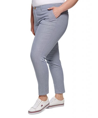 Plus Size Pinstripe Hampton Chino Pants Blue/White $26.83 Pants