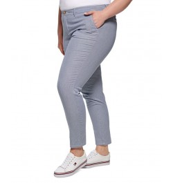 Plus Size Pinstripe Hampton Chino Pants Blue/White $26.83 Pants