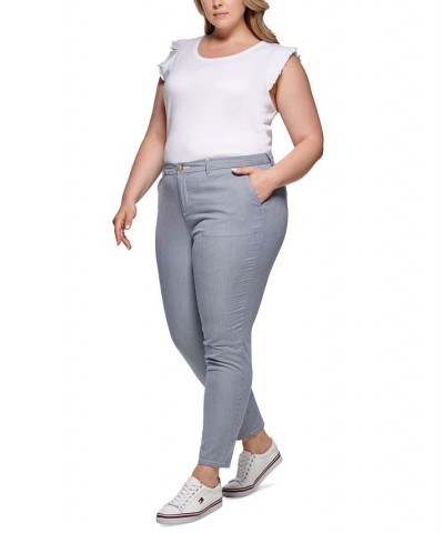 Plus Size Pinstripe Hampton Chino Pants Blue/White $26.83 Pants