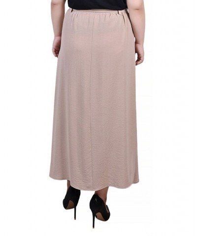 Plus Size Ankle Length Belted A-Line Skirt Tan/Beige $14.60 Skirts