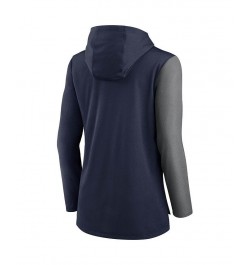 Women's Tennessee Titans Chevron Hoodie Performance Long Sleeve T-shirt Navy, Heathered Charcoal $34.50 Tops