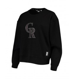 Women's Black Colorado Rockies Carrie Pullover Sweatshirt Black $34.40 Sweatshirts