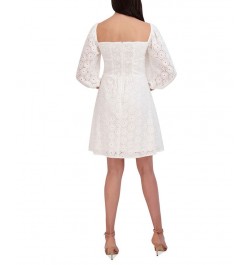 Women's Knot-Front Eyelet A-Line Dress Ivory $66.72 Dresses