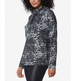 Women's Long Sleeve Printed Cowl Neck Tunic Top Gray Leopard $33.29 Tops