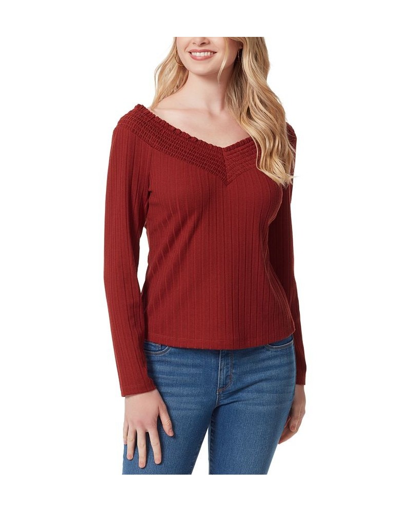 Women's Myra Smocked-Panel V-Neck Top Aztec $27.40 Tops