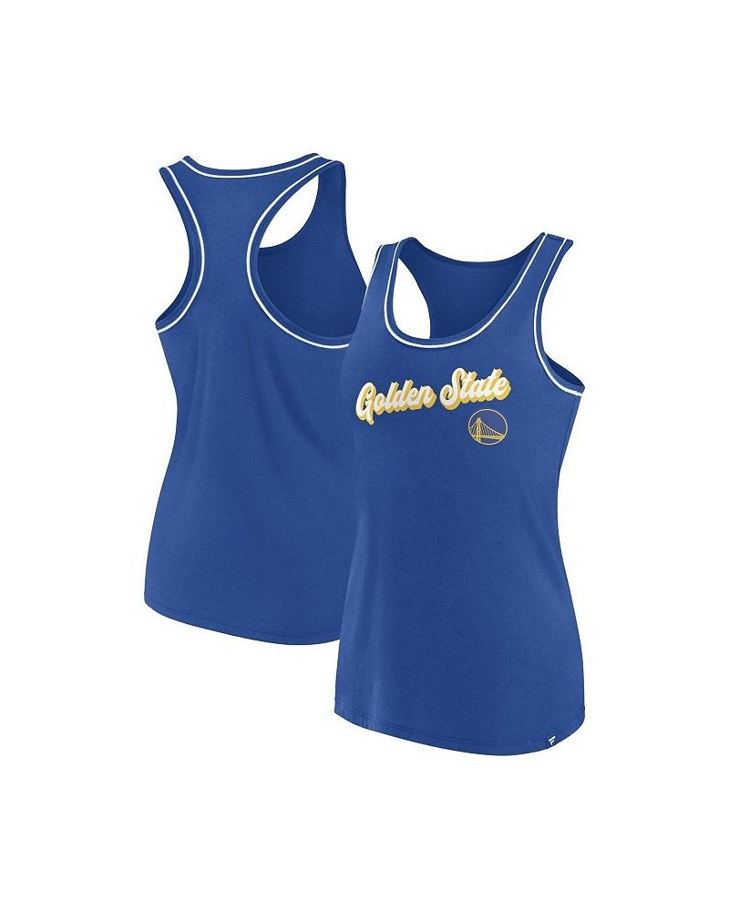 Women's Branded Royal Golden State Warriors Wordmark Logo Racerback Tank Top Royal $17.60 Tops