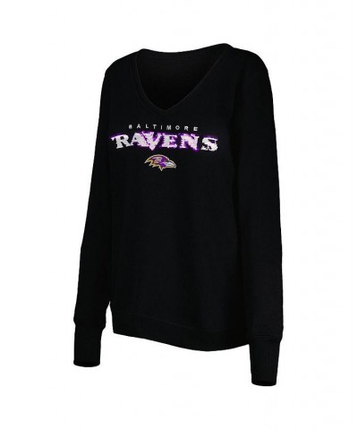 Women's Black Baltimore Ravens Sequin Logo V-Neck Pullover Sweatshirt Black $42.30 Sweatshirts