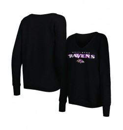 Women's Black Baltimore Ravens Sequin Logo V-Neck Pullover Sweatshirt Black $42.30 Sweatshirts