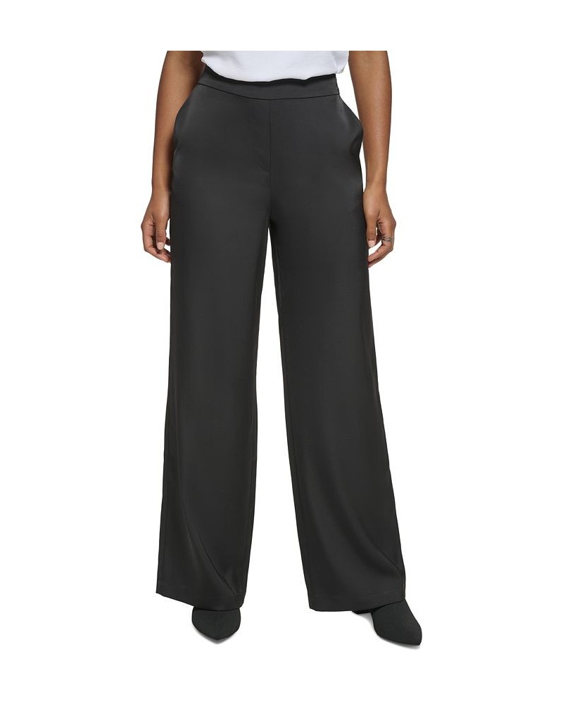 Women's Pull-On High-Rise Wide-Leg Pants Black $29.30 Pants