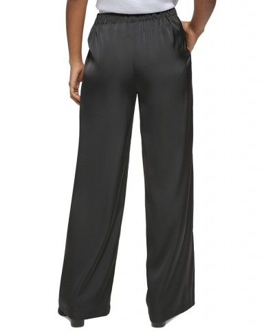 Women's Pull-On High-Rise Wide-Leg Pants Black $29.30 Pants