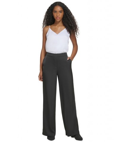 Women's Pull-On High-Rise Wide-Leg Pants Black $29.30 Pants