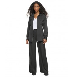 Women's Pull-On High-Rise Wide-Leg Pants Black $29.30 Pants