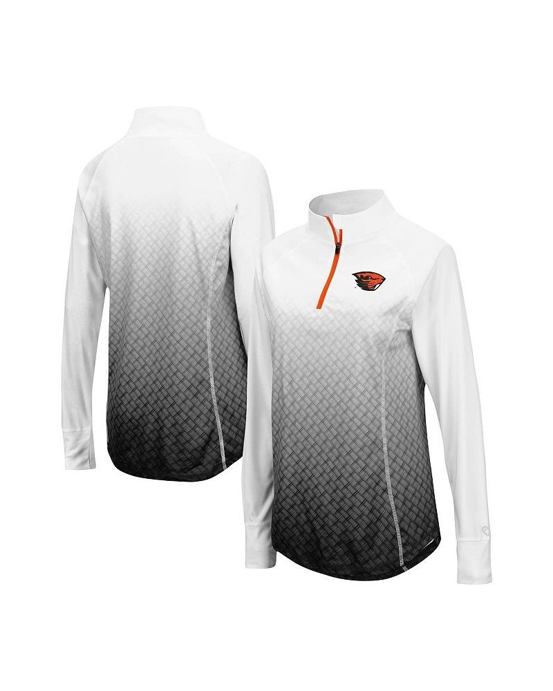 Women's Black Oregon State Beavers Magic Ombre Quarter-Zip Raglan Jacket Black $32.99 Jackets