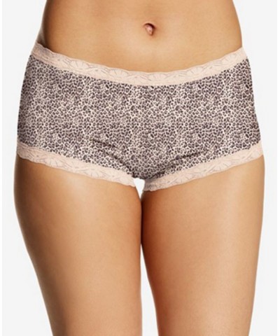 Lace Trim Microfiber Boyshort Underwear 40760 Leopard Sandshell $8.91 Panty