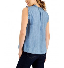 Women's Split-Neckline Chambray Shirt Light Benson $35.78 Tops