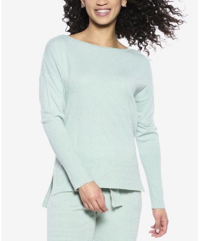 Voyage Textured Sweater Knit Lounge Top Blue $30.72 Sleepwear