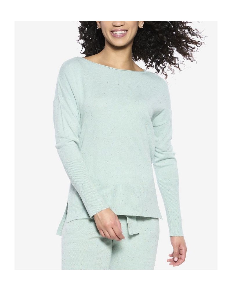 Voyage Textured Sweater Knit Lounge Top Blue $30.72 Sleepwear