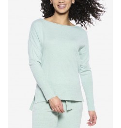 Voyage Textured Sweater Knit Lounge Top Blue $30.72 Sleepwear