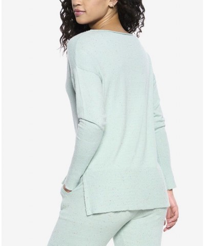 Voyage Textured Sweater Knit Lounge Top Blue $30.72 Sleepwear