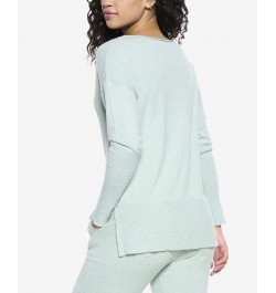 Voyage Textured Sweater Knit Lounge Top Blue $30.72 Sleepwear