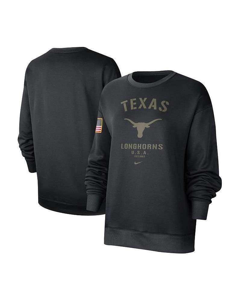 Women's Black Texas Longhorns Military-Inspired Appreciation Therma Performance All-Time Pullover Sweatshirt Black $32.25 Swe...