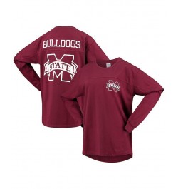 Women's Maroon Mississippi State Bulldogs The Big Shirt Oversized Long Sleeve T-shirt Maroon $28.04 Tops