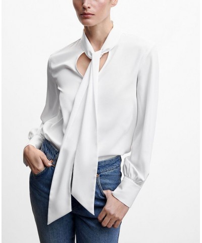 Women's Lace Flowy Blouse White $30.79 Tops