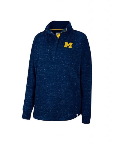 Women's Navy Michigan Wolverines Natalie Speckled Quarter-Snap Top Navy $29.24 Tops