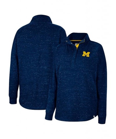 Women's Navy Michigan Wolverines Natalie Speckled Quarter-Snap Top Navy $29.24 Tops