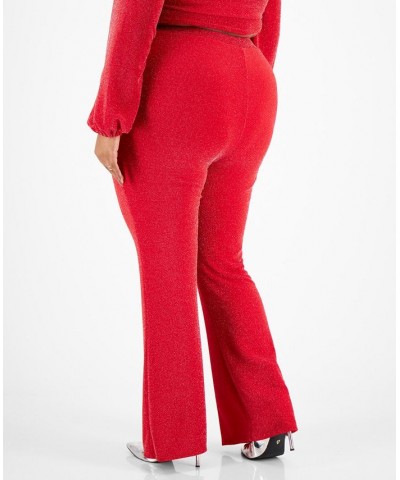 Plus Size Embellished Flared Pull-On Pants Red $12.34 Pants