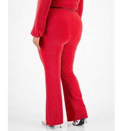 Plus Size Embellished Flared Pull-On Pants Red $12.34 Pants