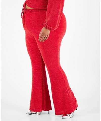 Plus Size Embellished Flared Pull-On Pants Red $12.34 Pants