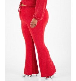 Plus Size Embellished Flared Pull-On Pants Red $12.34 Pants