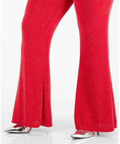 Plus Size Embellished Flared Pull-On Pants Red $12.34 Pants