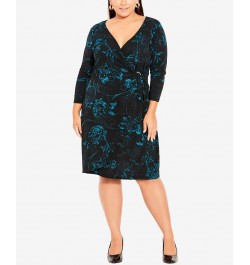 Plus Size Darna Wrap Dress Green $29.07 Dresses