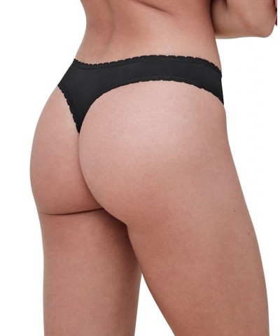 Women's Adorned Thong Underwear 371211 Black $12.90 Panty