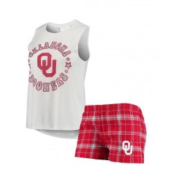 Women's Crimson White Oklahoma Sooners Ultimate Flannel Tank Top and Shorts Sleep Set Crimson, White $27.30 Pajama