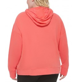 Plus Size Logo Cotton Hooded Sweatshirt Pink $20.67 Sweatshirts