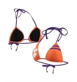 Women's Orange Clemson Tigers Wordmark Bikini Top Orange $22.25 Swimsuits