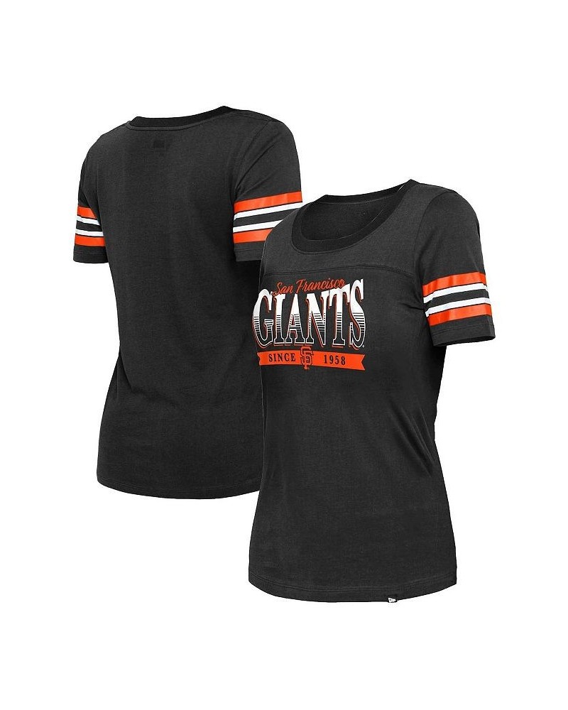 Women's Black San Francisco Giants Team Stripe T-shirt Black $23.00 Tops