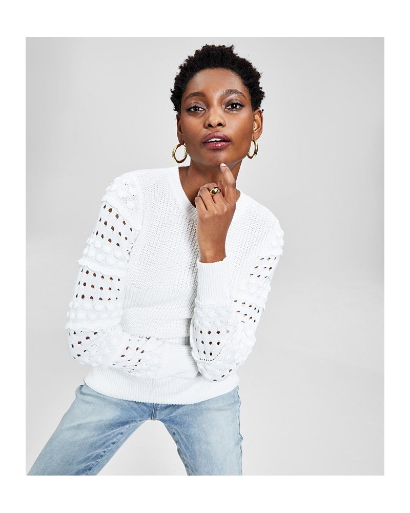 Women's Mixed-Knit Sweater White $21.39 Sweaters