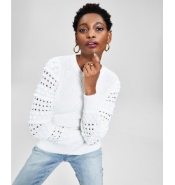 Women's Mixed-Knit Sweater White $21.39 Sweaters