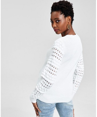 Women's Mixed-Knit Sweater White $21.39 Sweaters