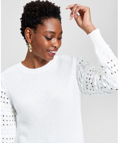 Women's Mixed-Knit Sweater White $21.39 Sweaters