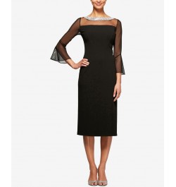 Embellished Illusion Sheath Dress Black $62.70 Dresses