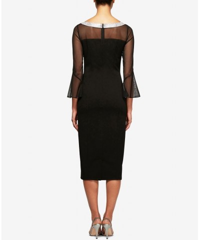 Embellished Illusion Sheath Dress Black $62.70 Dresses