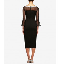 Embellished Illusion Sheath Dress Black $62.70 Dresses