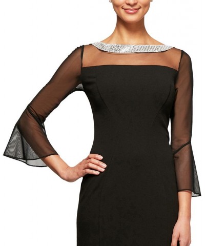 Embellished Illusion Sheath Dress Black $62.70 Dresses