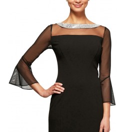 Embellished Illusion Sheath Dress Black $62.70 Dresses