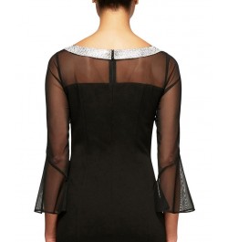 Embellished Illusion Sheath Dress Black $62.70 Dresses